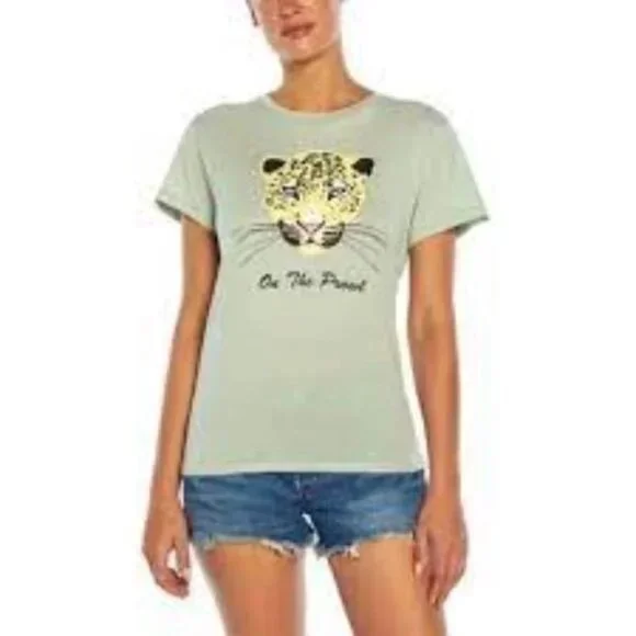Wildfox On the Prowl Keke Mint Green Crewneck T-shirt - Picture 2 of 6